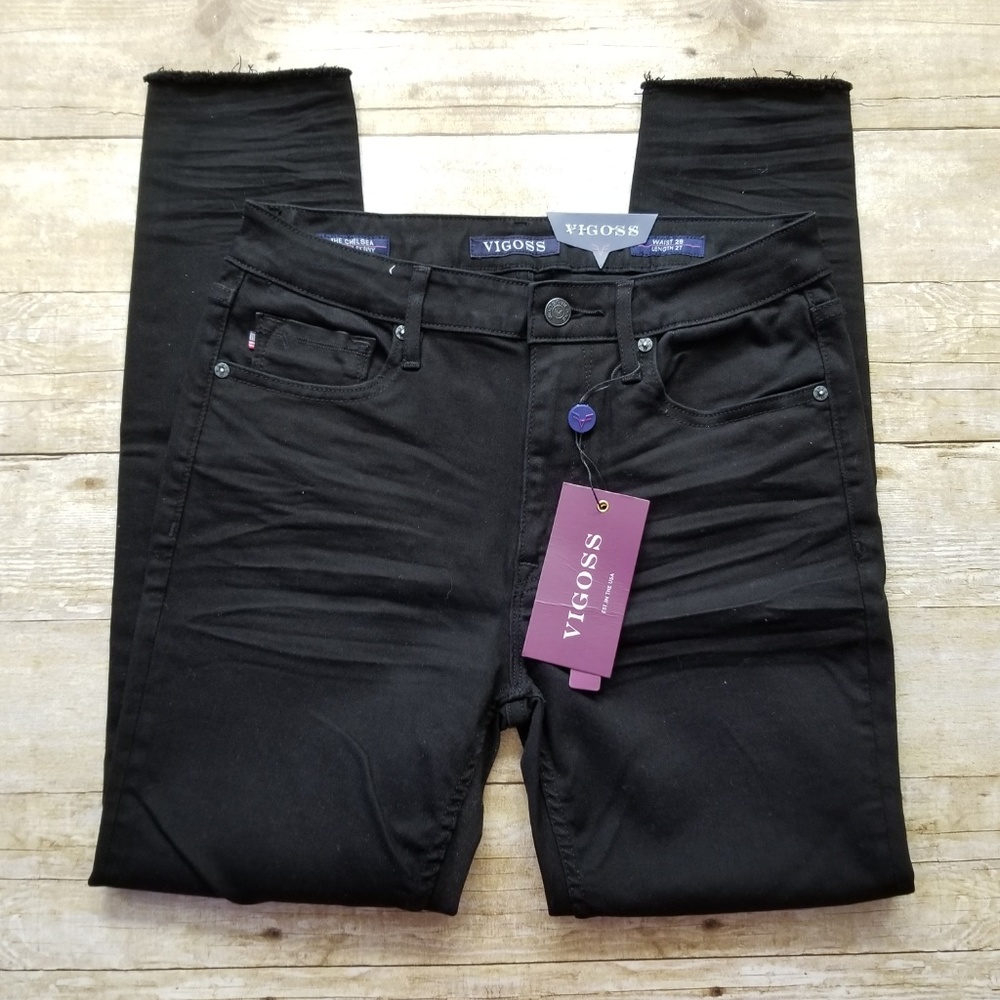 VIGOSS CHELSEA HIGH RISE SKINNY BLACK JEANS NWT 28
